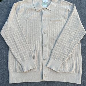 Goodfellow & Co Light Beige Ribbed Button-Front Cardigan